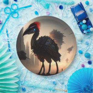 "Techno-Feathers: The Futuristic Emu Robot" Paper Plate