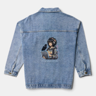Techno-fille avec corbeau et ordinateur portable
