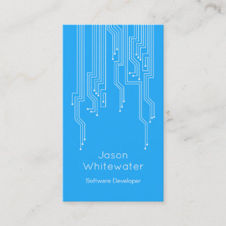 Techno Flat Sleek Business Card - Blue