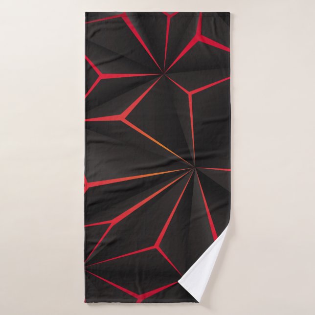 techno futuriste Abstrait en polygone noir (Serviette de bain)