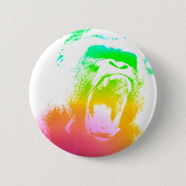 Techno Gorilla 2 Inch Round Button (Front)