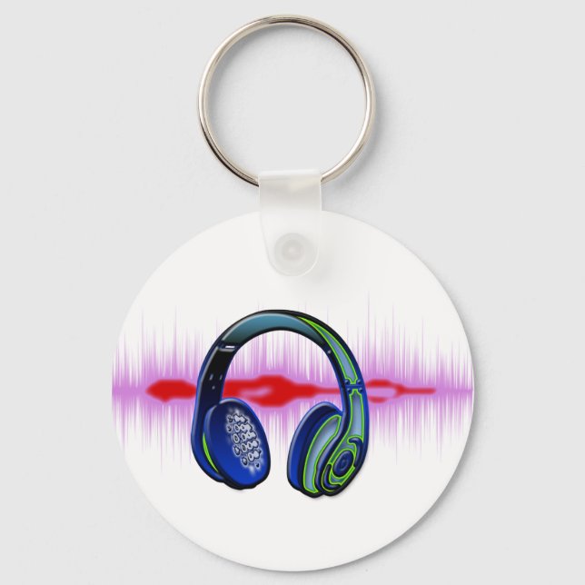 Techno Headphones Keychain (Front)