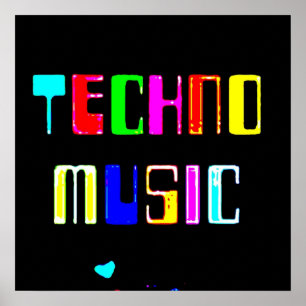 Techno Music heart Poster