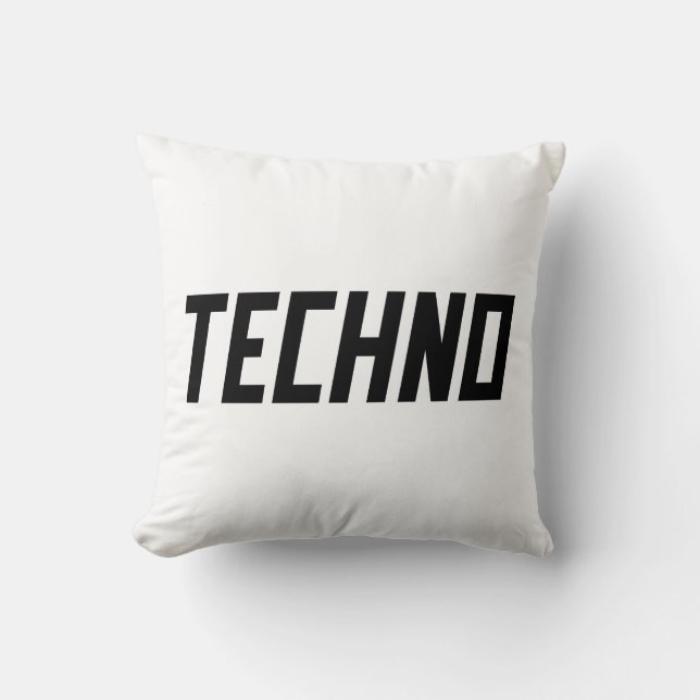 TECHNO Music Throw Pillow (Front)