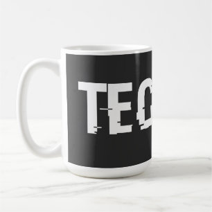 Techno music typography logo design coffee mug