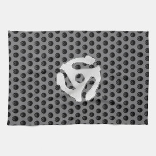 Techno Retro Vintage Chrome 45 spacer DJ Print Kitchen Towel