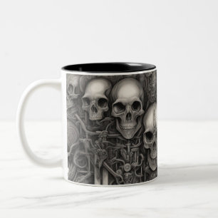 Techno skulls 004 Two-Tone coffee mug