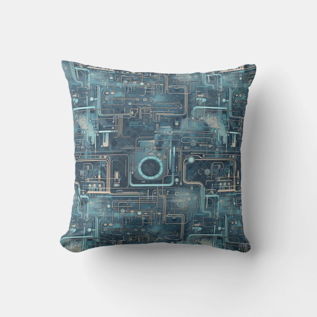 Technological Design Throw Pillow (Front)