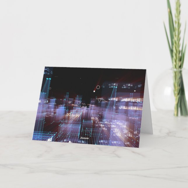 Technological digital city  holiday card (Back)