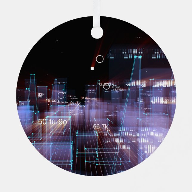 Technological digital city  metal ornament (Back)