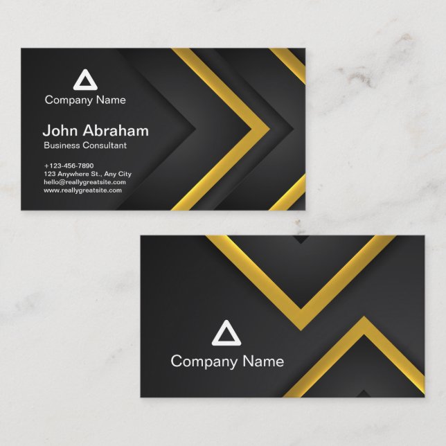 Technologie Carte de visite moderne noire et dorée (Devant / Derrière)