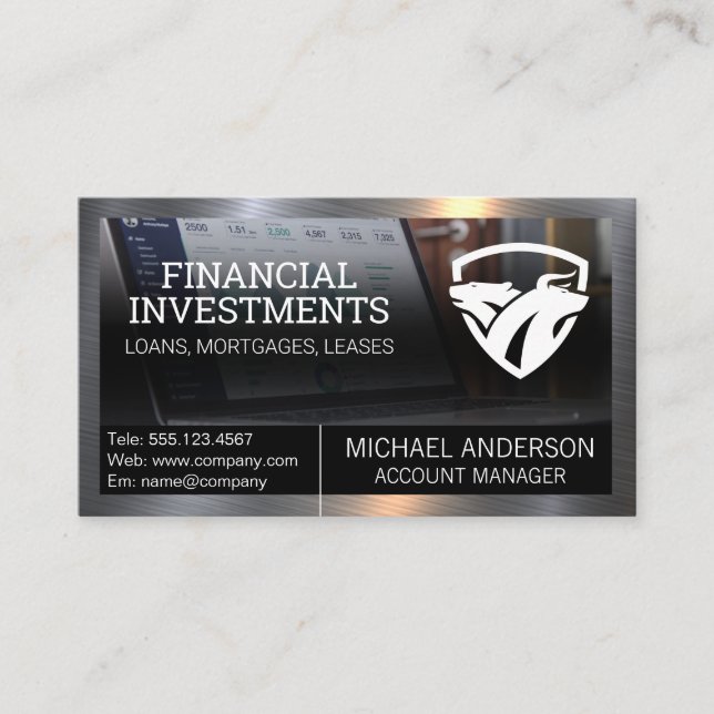 Technologie Fin | Carte de visite financier Stock (Devant)