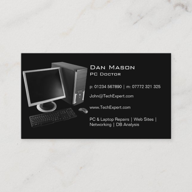 Technologie PC noir moderne - Carte de visite (Devant)
