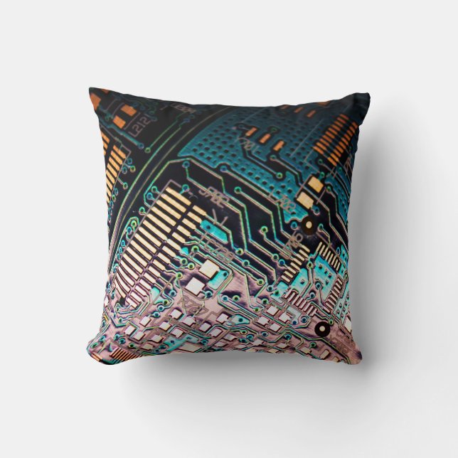 Technology Circuit Board Throw Pillow (Front)