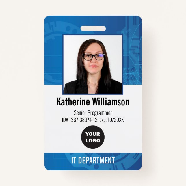 Technology Company Employee Logo and Photo ID Badge (Front)
