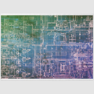Technology Engineer Blueprint Decoupage Tissue Paper