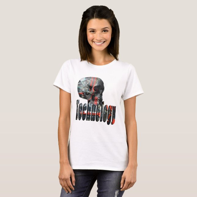 Technology Logo And Computer Skull, T-Shirt (Front Full)