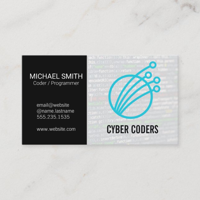 Technology Logo | Programmer  Business Card (Front)