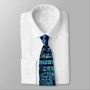 Technology Matrix Binary Code Blue Green Neck Tie