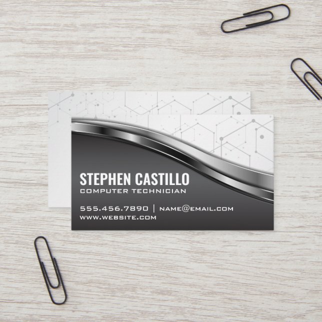 Technology | Metallic Design Business Card (Front/Back In Situ)