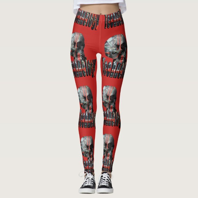 Technology Minded Skull Logo, Leggings (Front)