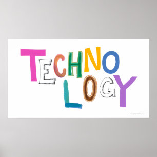 Technology modern word art tech geek fun colourful poster