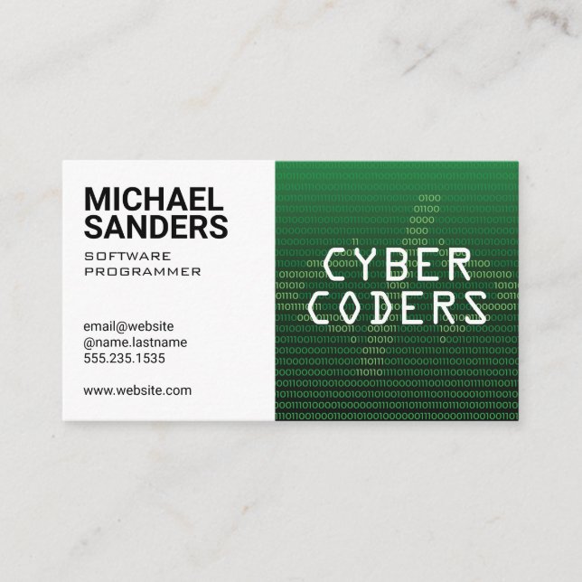 Technology | Programmer | Binary Code Business Card (Front)