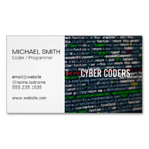 Technology   Programmer   Coder Magnetic Business Card