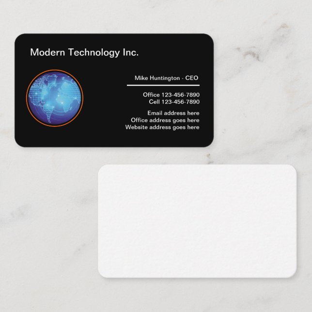 Technology Theme Business Cards Rounded Corners (Front/Back)