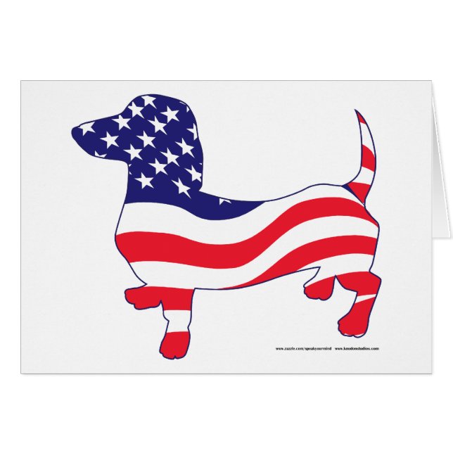 Teckel dans le drapeau américain (Devant horizontal)