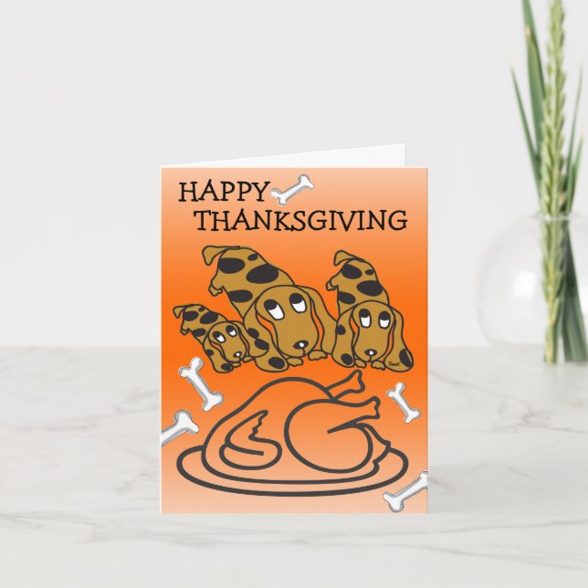 Teckel de la Turquie de carte de bon thanksgiving (Devant)