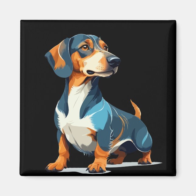 Teckel Vector Art with Vibrant Colours Magnet (Front)