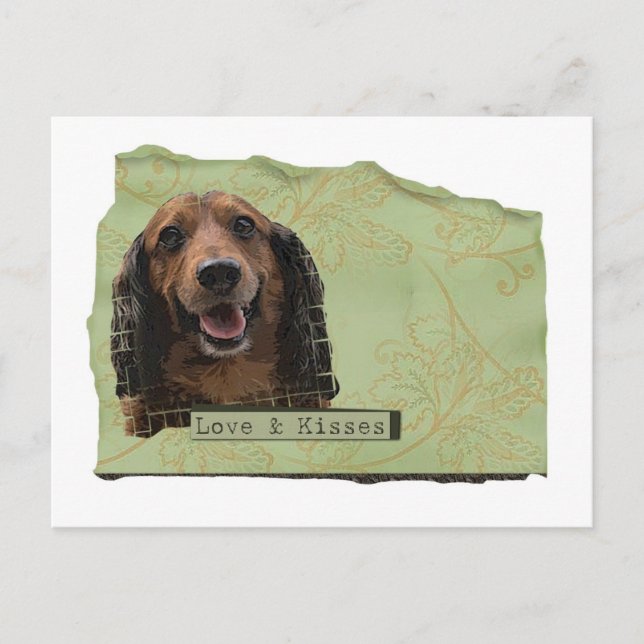 Teckle / Dachshund in greens Postcard (Front)