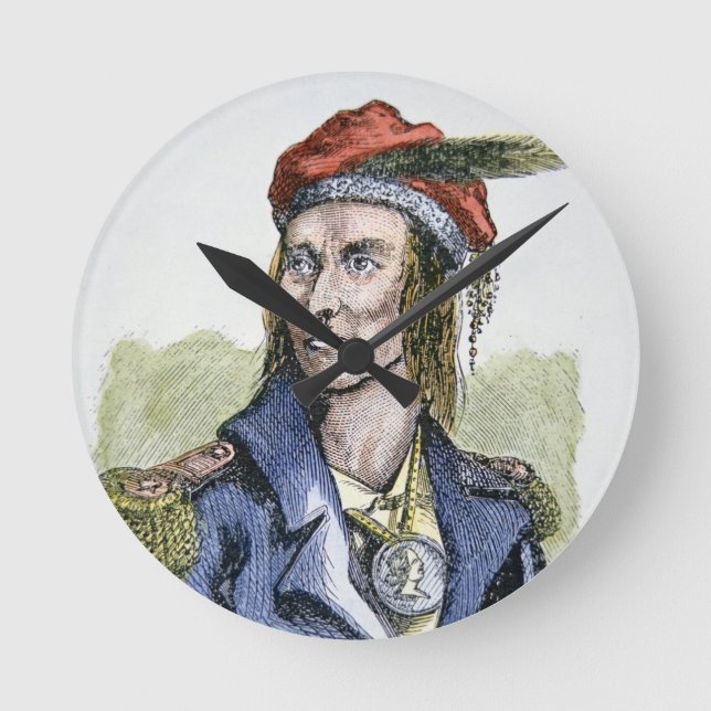 Tecumseh (1768-1813) (coloured engraving) round clock (Front)