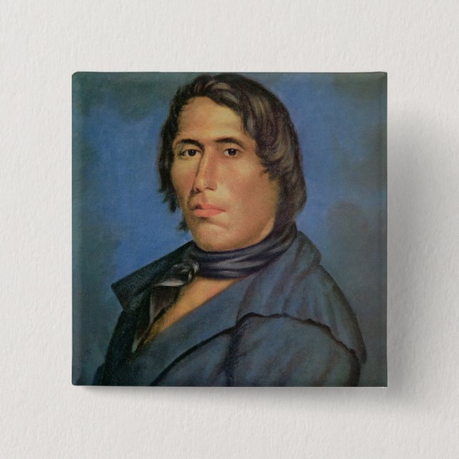 Tecumseh (1768-1813) (oil on canvas) 2 inch square button (Front)