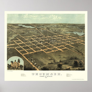 Tecumseh, MI Panoramic Map - 1868 Poster
