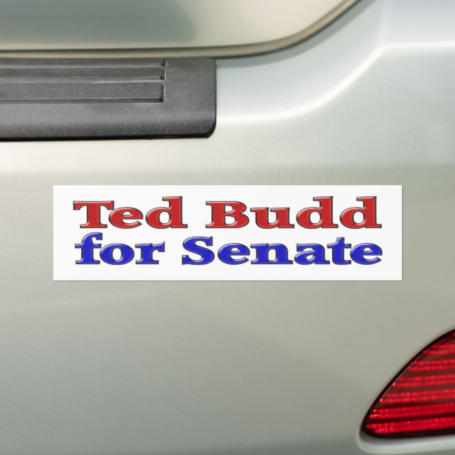 Ted Budd for Senate with red blue text  Bumper Sticker (On Car)