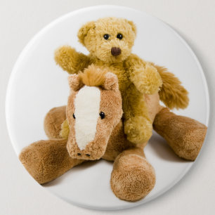 Ted horse riding 6 inch round button