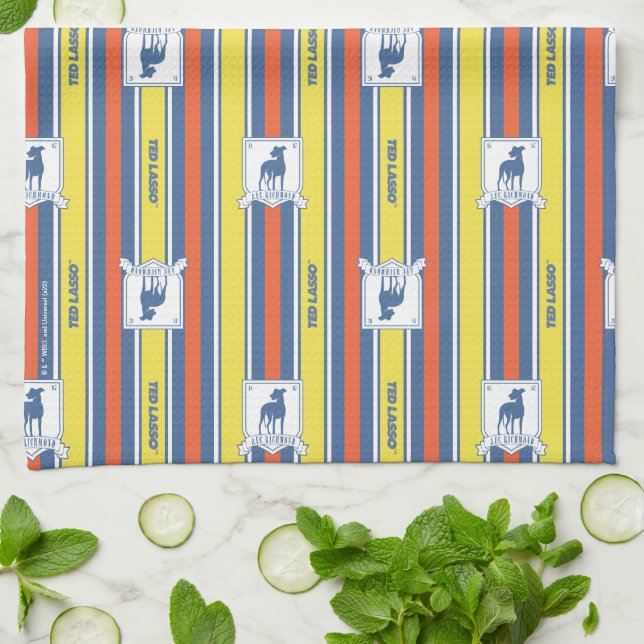 Ted Lasso | AFC Richmond Logo Stripe Pattern Kitchen Towel (Folded)