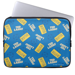 Ted Lasso Believe Sign and Ball Toss Pattern Laptop Sleeve