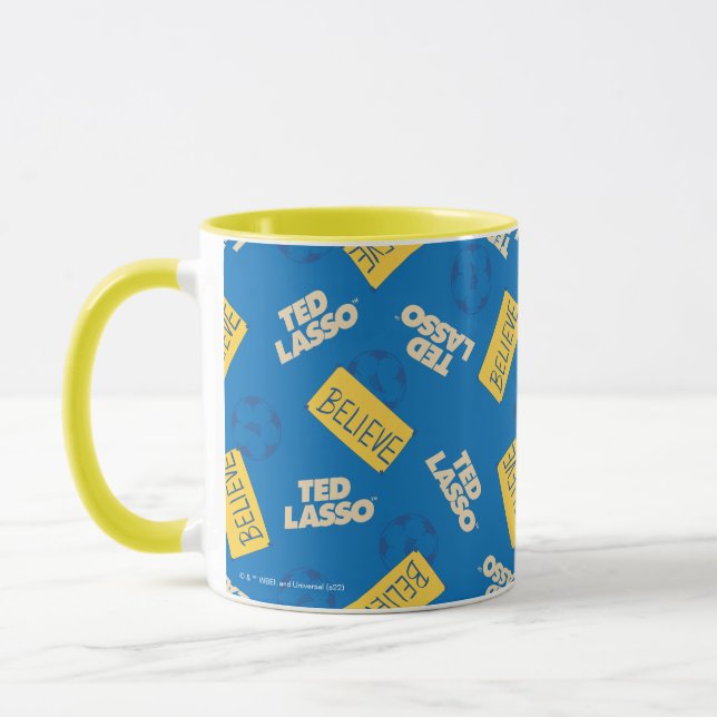 Ted Lasso | Believe Sign and Ball Toss Pattern Mug (Left)