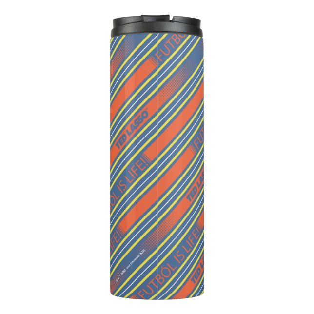 Ted Lasso | Fútbol is Life Stripe Pattern Thermal Tumbler (Back)