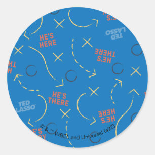 Ted Lasso   He's Here He's There Playbook Pattern Classic Round Sticker