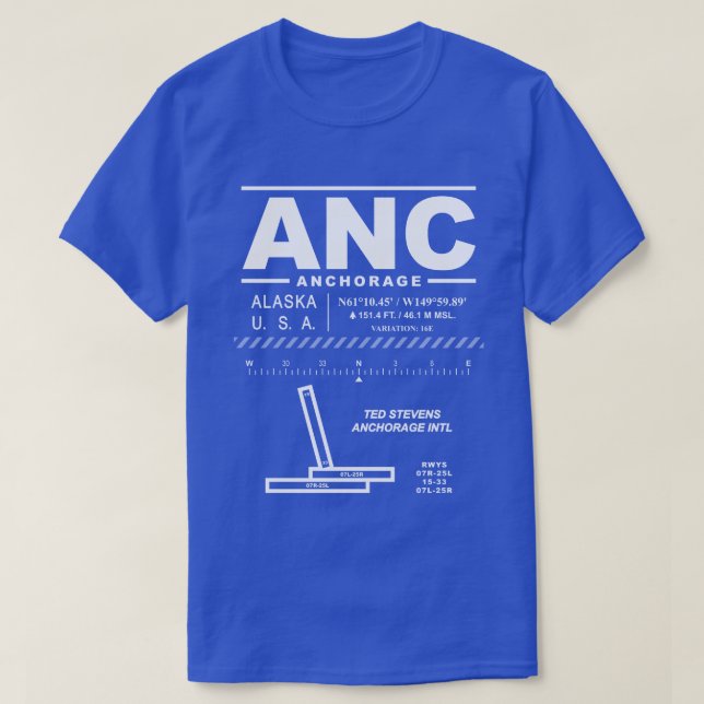 Ted Stevens Anchorage Intl Airport ANC T-Shirt (Design Front)