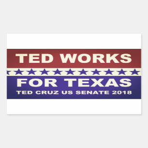 Ted works for Texas red white and blue design. Sticker