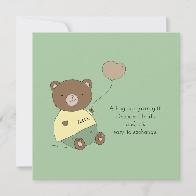 Tedd E. Bear Hugs Green Personalized  (Front)