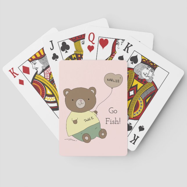 Tedd E. Teddy Bear Peach Go Fish Personalized Playing Cards (Back)