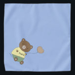 Tedd E. Teddy Bear Personalized Blue Pet Bandana<br><div class="desc">A blue background,  and a cute teddy bear with a pink nose... holding a balloon. On his belly,  he has your pet's name. Background colour is customizable,  as are the font,  font colour,  and name... using the edit menu. Make it your own!</div>