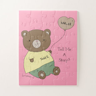 Tedd E. Teddy Bear Pink Personalized Jigsaw Puzzle
