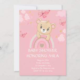TEDDDDY BEAR BABY SHOWER ROSE INVITATION